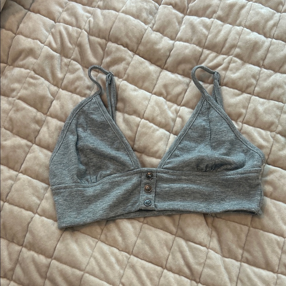 Forever 21 Blue Ribbed Button Bra